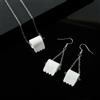 2 set / 6 pezzi orecchini set collana rotolo creativo ciondolo in carta collana