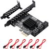 Mzhou Scheda Controller PCI-E 1X a 6 Porte SATA 3.0, Schede di Espansione PCIE SATA II