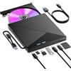 Bnehhov Lettore CD DVD Esterno per PC Portatile con 4 Porte USB e Lettore TF/SD | Master