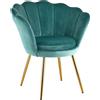 Poltrona Imbottita Con Schienale a Conchiglia in Velluto Tiffany Con Gambe in Or