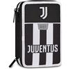 Seven Juventus Astuccio 3 Zip, Triplo Scomparto, Completo di Matite, Pennarelli
