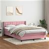 vidaXL Giroletto a Molle con Materasso Rosa 140x210 cm in Velluto letto rete vidaXL