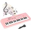 BAKAJI Tastiera Elettronica per Bambini con Microfono, Pianoforte Elettronico a 37 Tasti Giocattolo, Pianola Musicale Gioco Educativo Multifunzione, Colore Rosa, Perfetta Idea Regalo