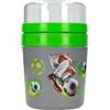 Depesche 14266 Action World Calcio - Tazza da muesli da Viaggio in Verde e Grigio, con Motivo calcistico, Tazza con Anello di Tenuta e Coperchio Trasparente, capacità Circa 500 ml + 200 ml