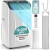 SereneLife Condizionatore Portatile 12000 BTU, Climatizzatore Portatile 3 in 1 con Deumidificatore e Ventilazione, Pinguino Condizionatore WiFi, Silenzioso, Kit Finestra Incluso, Casa, Ufficio