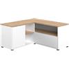 Does not apply Angle, Tavolino Porta Tv Angolare, Bianco E Rovere Naturale, 90X90X45 Cm