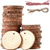 Haoyuluo 40 Pezzi Dischi Legno Grezzo 5-6cm，Dischetti Legno con fori，Fette di legno natur
