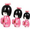 3pcs Giapponese Kokeshi Ornamento Doll Ornamento Kimono Doll Statua per la