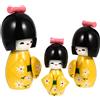 3pcs tradizionale giapponese kokeshi bambola in legno kimono bambola ornamento