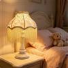 Lampada da Comodino con Frange Shabby Chic Lampada con Paralume in Tessuto