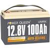 POWERQUEEN Power Queen Batteria LiFePO4 12V/24V 300Ah 200Ah 100Ah 50Ah, Bluetooth Batteria