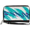 Buckle-Down Designs PU Zip Around Wallet Rectangle Jazzy Wave Scribble White/Teal/Purple