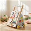 Carrello Primi Passi in Legno Multifunzione Carrello Primi Passi con Attività