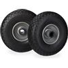 Relaxdays Set di 2 Ruote per Carrelli a Mano, Gomma Piena Antipanne, ASSE 25mm,