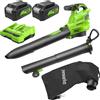 Greenworks 48V(24V x 2) Aspirafoglie Soffiatore a Batteria con Tracolla, Motore