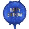Subitodisponibile Palloncino in FOIL MYLAR rotondo scritta HAPPY BIRTHDAY BLU - 35 cm 1G3A