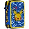 SEVEN even Pokemon Astuccio 3 Zip, Triplo Scomparto, Completo di Matite, Pennarelli