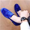 Mocassini Uomo Blu Elettrico Damascati Eleganti Slip On da Cerimonia M8R4V