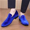 Mocassini Uomo Eleganti in Velluto Blu Royal Slip On Cerimonia R8M4X