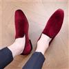 Mocassini Uomo Eleganti in Velluto Bordeaux Slip On Cerimonia R8M4X