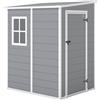 Outsunny Casetta da Giardino con Finestra e Doppia Porta in Alluminio PP Grigio