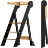 COSYLAND Torre Montessoriana Pieghevole per Bambini - Torre Montessoriana Bambini Regolabile in Altezza, Premontata al 95%, Design Salvaspazio, Ideale per Cucina o Bagno (Nero e Naturale)