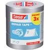 Tesa Repair Tape+ - nastro robusto in tessuto per riparazione e fissaggio - idropellente, strappabile a mano, tenuta forte - grigio - 3 x 50 m x 48 mm