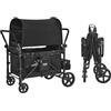 VEVOR Passeggino a Quattro Posti per 4 Bambini, Pieghevole con Maniglia Regolabile, Imbracatura di Sicurezza Tettuccio Rimovibile, Passeggino Bambini Comodo Resistente, Nero, Carico 150 kg