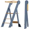 COSYLAND Torre Montessoriana Pieghevole per Bambini - Torre Montessoriana Bambini Regolabile in Altezza, Premontata al 95%, Design Salvaspazio, Ideale per Cucina o Bagno (Blu Ardesia e Naturale)