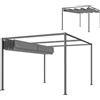 Outsunny Gazebo Pergola 4x3 m con Tettuccio Retrattile in Metallo Crema