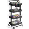 SONGMICS Carrello Scorrevole, Trolley a 4 Livelli, Carrello di Servizio con Mani