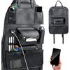 BAKAJI Organizer Protezione per Schienale Sedile Auto con 4 Porte USB Tasche Porta Oggetti Portabottiglia e Portasalviette Organizzatore Portaoggetti in Ecopelle Nero Fissaggio con Fasce