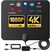 Antenna TV Interno Potente Amplificata Digitale Terrestre Segnale DVB-T2 4K HD