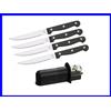 Nuovo 4pcs Bistecca Coltelli W/ a Lama Seghettata Lame Acciaio Inox & 1 Arrotino