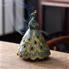 Bruciatore di in ceramica a forma di pavone, 4,3x6,5 pollici, ornamento