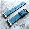 NICKSTON Cinturino In Pelle Morbida Blu Chiaro Con Cuciture Bianche Per Fitbit Ionic