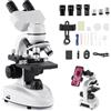 VEVOR Microscopio Binoculare, Kit Microscopio Composto con Ingrandimento 40-2000X, Corpo in Lega di Alluminio, Oculari, Luce LED, Supporto per Telefono, per Studenti, Laboratorio, Scuola, Casa
