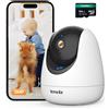 Telecamera Wifi Interno 2K, Camera Wifi Pan Tilt 360° Con 64GB Micro SD, Audio B