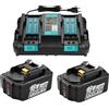 Aelcouth 2 batterie BL1850B 18 V 5,0 Ah per Makita batteria 18 V con caricatore