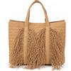 Borsa Intrecciata con Frange Boho Tote Bag con Frange Casual per Vacanza, Donna