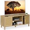 Relaxdays Mobile per TV, Design in Rattan, Mobiletto Porta Televisore 50 Pollici, HLP: 48x115x40 cm, Tavolo Basso Legno