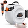 VEVOR Avvolgitubo Automatico Retrattile 20m, Diametro Tubo 12mm, Lunghezza Bloccabile, Fissaggio a Parete Girevole 180°, per Irrigazione Giardino Orto e Pulizia Domestica