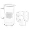 Wessper, caraffa filtrante vetro da 3 l, set composto da caraffa e 5 filtro Aquamax, riduce il cloro e i metalli pesanti, senza BPA - Bianco