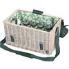 cilio Cestino da picnic Ponza per 4 persone, cestino intrecciato in vimini, coperchio in bambù utilizzabile come tavolo, set di piatti, posate, bicchieri e coperta da picnic, tracolla, bianco vintage