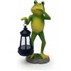 Statua di Rana con Lanterna in Resina Statuetta Ecologica per Laghetto,