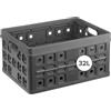 SUNWARE perfectly organised Sunware Square Cassetta Pieghevole in Plastica 32L - 49x36x24.5cm - Contenitore Multifunzione Robusto - Folding Crate