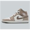 Jordan 1 Mid Sneaker Trainer Uomo Marrone Chiaro e Bianco Tutte Le Taglie