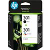 HP Confezione da 2 cartucce originali di inchiostro nero/tricromia 301