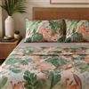 Bassetti Completo Lenzuola Matrimoniale Bassetti Tropic 100% Tela di Cotone Beige e Blu