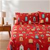 Bassetti Completo Lenzuola Matrimoniale Bassetti Cabana 100% Cotone - Blu e Rosso